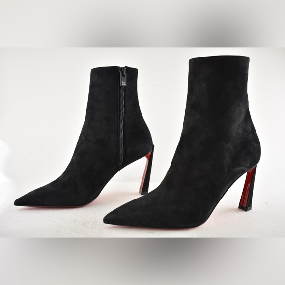 Christian Louboutin Condora Booty 85 Black Suede Pointed Toe Ankle Heel Boot 35 - Picture 11 of 14